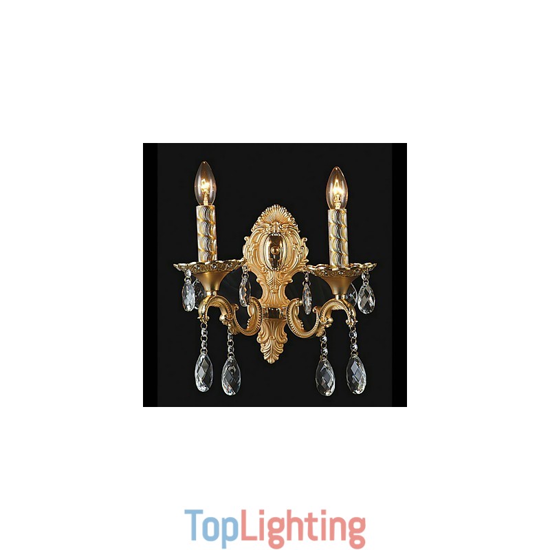 Golden Crystal Wall Light with 2 Lights