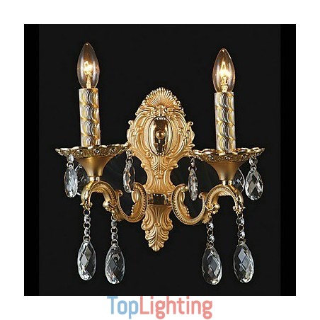 Golden Crystal Wall Light with 2 Lights Golden Crystal Wall Light with 2 Lights