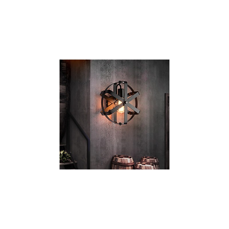 New Vintage Style Industrial Round Wall Sconce balcony Loft Entry Hallway Bedroom Wall Lamp