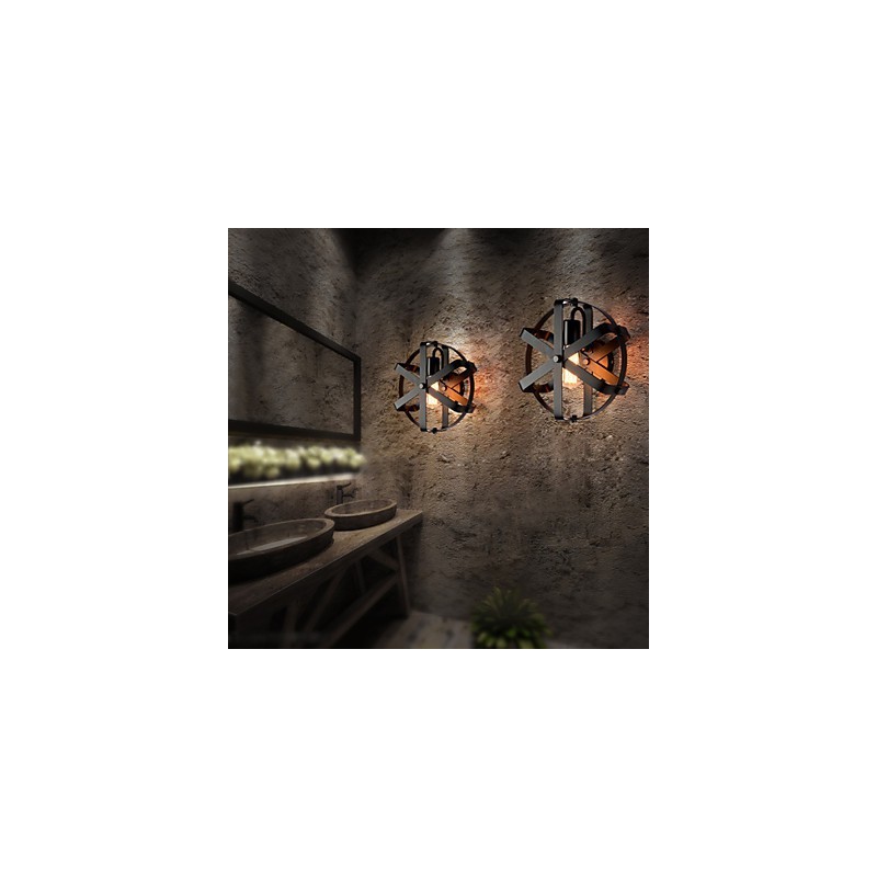 New Vintage Style Industrial Round Wall Sconce balcony Loft Entry Hallway Bedroom Wall Lamp