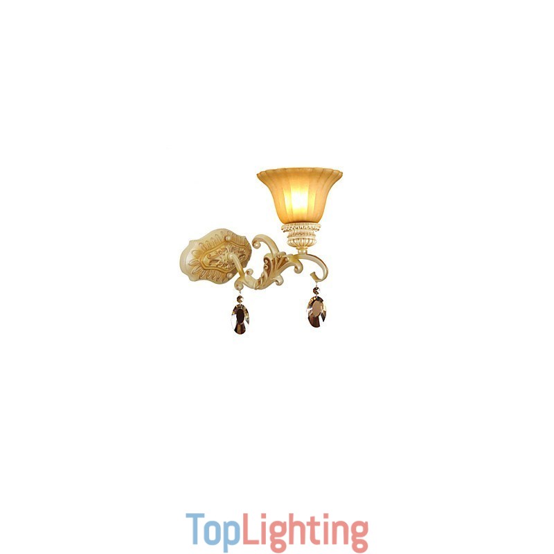 Europe Type Restoring Ancient Ways Wrought Iron Bedroom Crystal Glass Wall Lamp Light