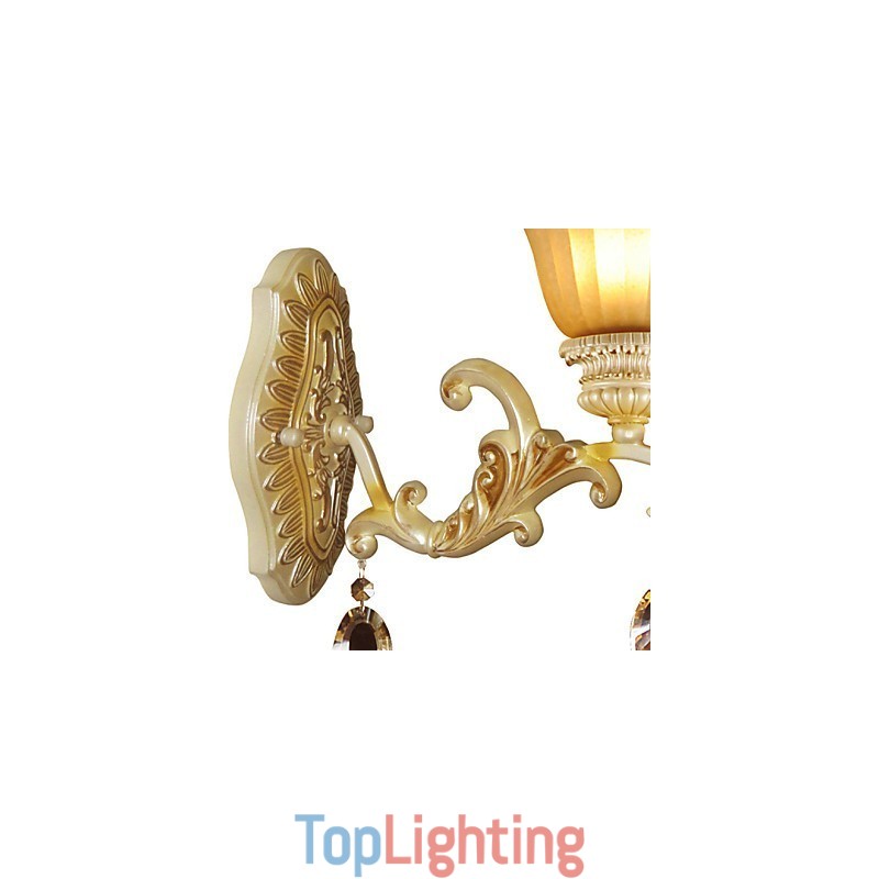 Europe Type Restoring Ancient Ways Wrought Iron Bedroom Crystal Glass Wall Lamp Light