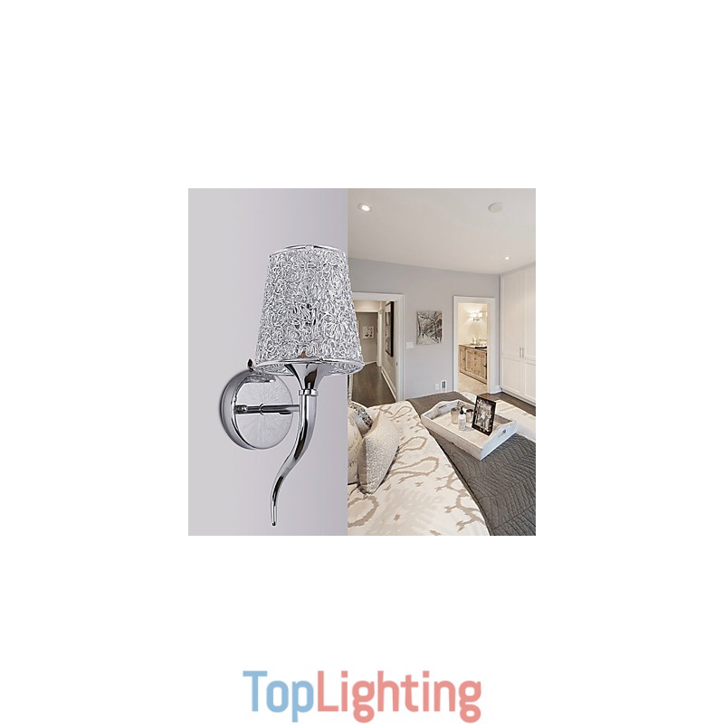 Silver Bedside Lamp Reading Wall Lamps Plumbing Trap Background Mirror Light