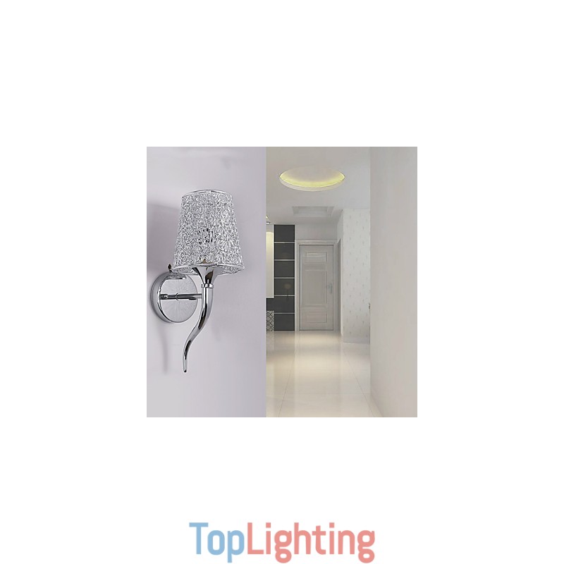 Silver Bedside Lamp Reading Wall Lamps Plumbing Trap Background Mirror Light