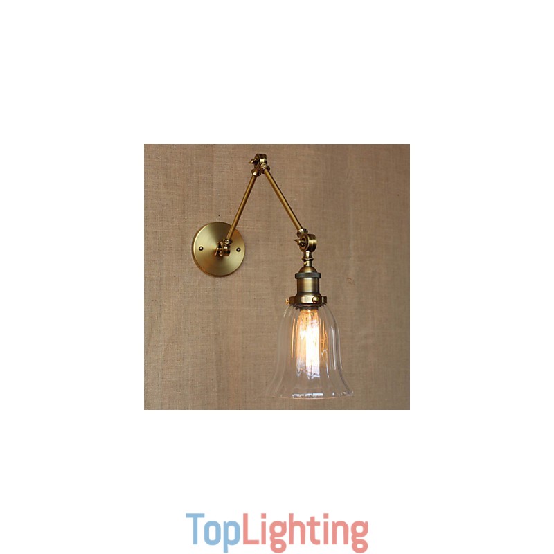 American Country Milan Nordic Bronze Plating Glass Double Arm Long Arm Of The Balcony Wall Decoration
