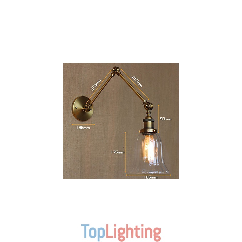 American Country Milan Nordic Bronze Plating Glass Double Arm Long Arm Of The Balcony Wall Decoration