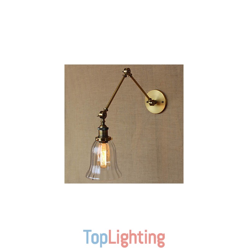 American Country Milan Nordic Bronze Plating Glass Double Arm Long Arm Of The Balcony Wall Decoration