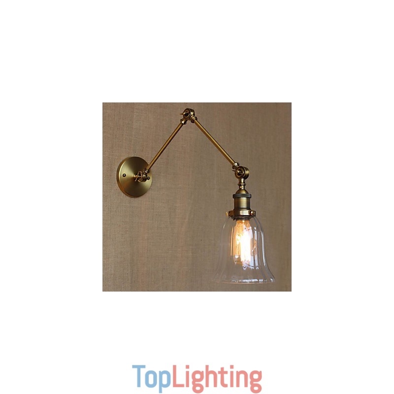American Country Milan Nordic Bronze Plating Glass Double Arm Long Arm Of The Balcony Wall Decoration