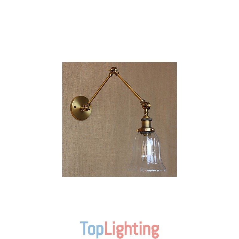 American Country Milan Nordic Bronze Plating Glass Double Arm Long Arm Of The Balcony Wall Decoration