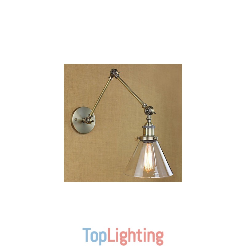 Iron Plating Bronze Bar Aisle Dining Room Hotel Vintage Iron Arm Glass Wall Lamp Lighting
