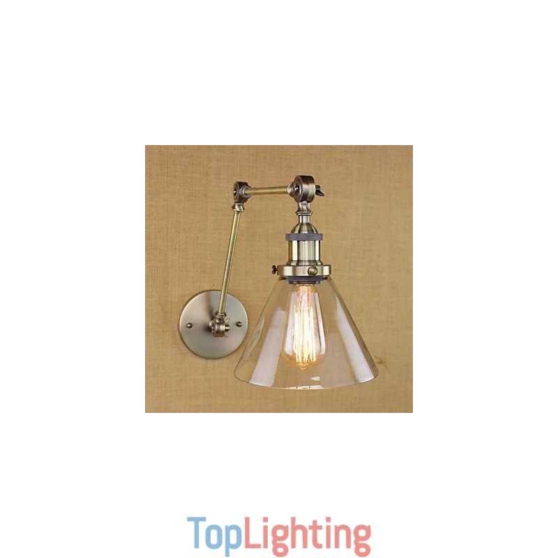 Iron Plating Bronze Bar Aisle Dining Room Hotel Vintage Iron Arm Glass Wall Lamp Lighting
