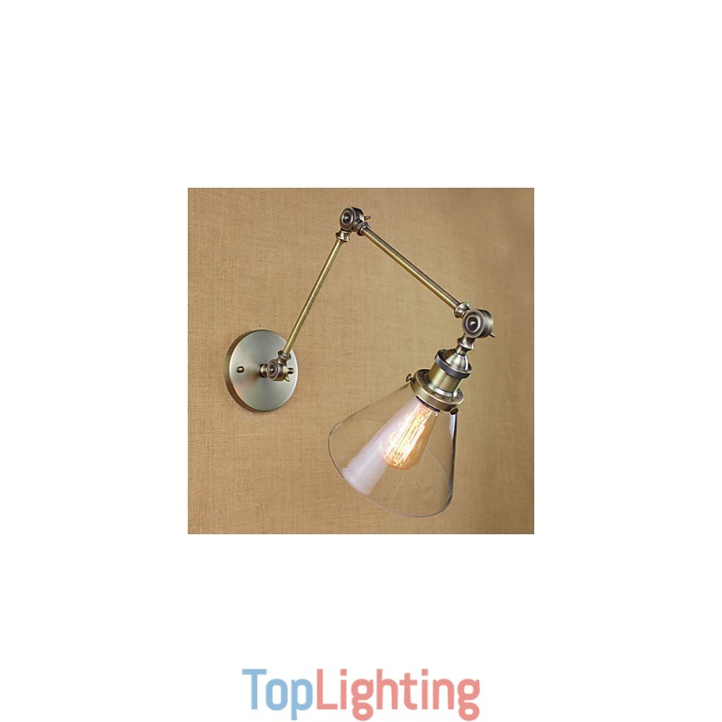 Iron Plating Bronze Bar Aisle Dining Room Hotel Vintage Iron Arm Glass Wall Lamp Lighting