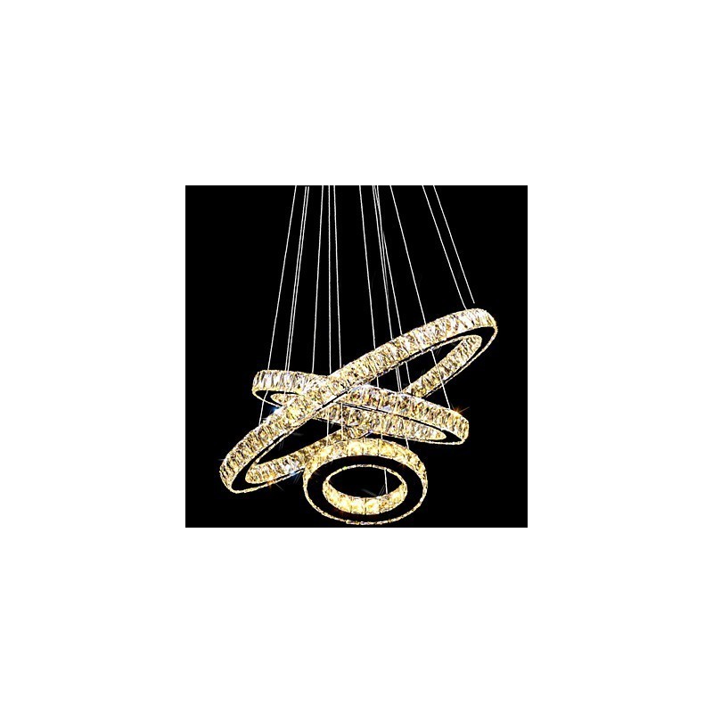 Crystal Pendant Light Modern Lighting Three Rings D406080 K9 Large Crystal Ceiling Light Fixtures