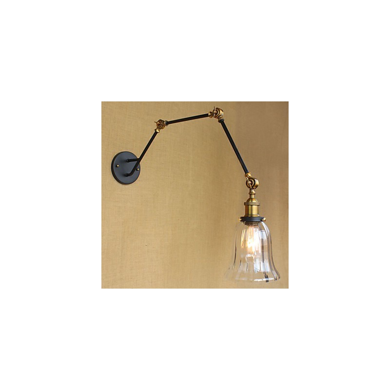 American Country Simple Retro Glass Lampshade Three Adjusting The Length Of The Long Arm Tube Wall