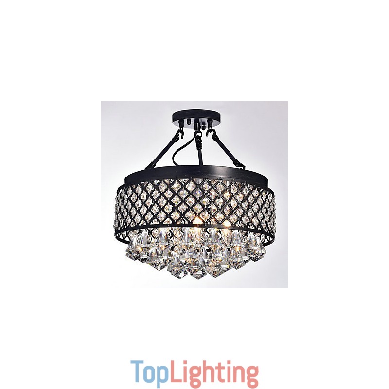 Traditional Classic Crystal Painting Metal Flush Mount