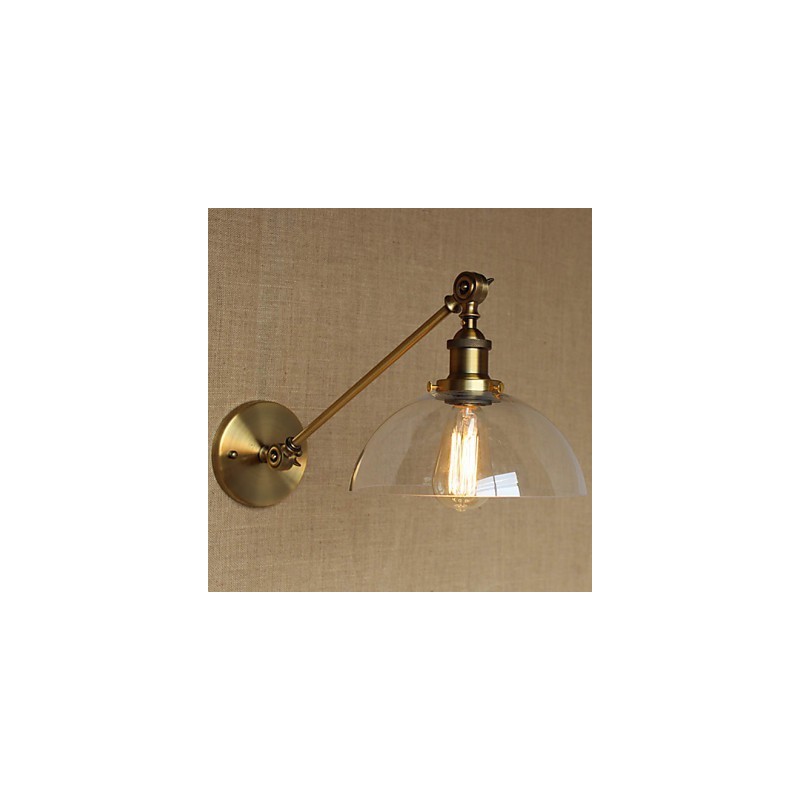 The Iron Glass Bronze Brass Arm Style Retro Creative American Country Hall Bedroom Wall Lamp
