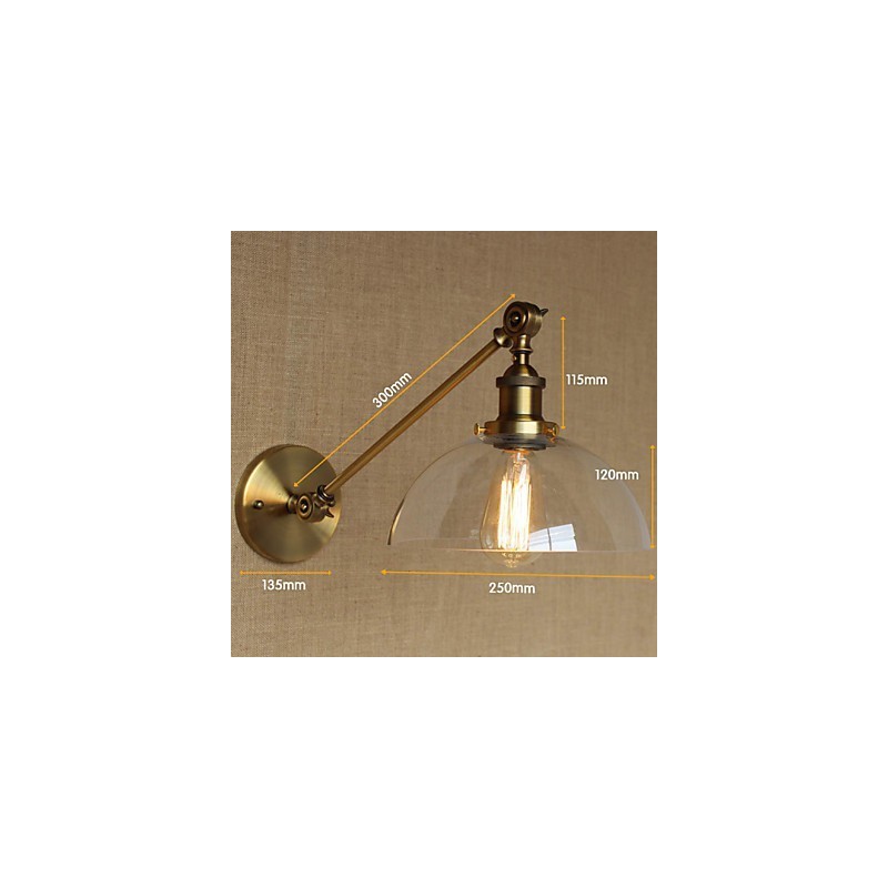 The Iron Glass Bronze Brass Arm Style Retro Creative American Country Hall Bedroom Wall Lamp