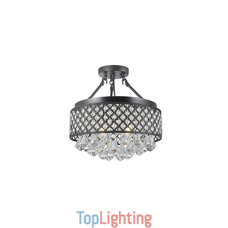 Traditional Classic Crystal Painting Metal Flush Mount