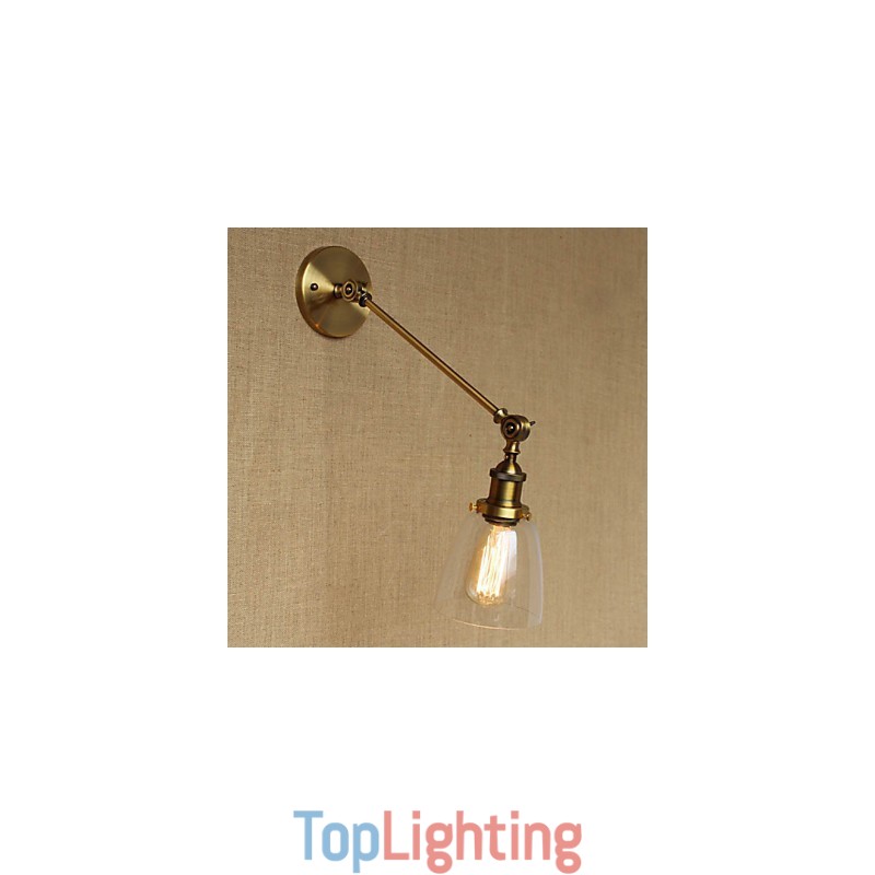 The Iron Glass Bronze Brass Arm Style Retro Creative American Country Hall Bedroom Wall Lamp