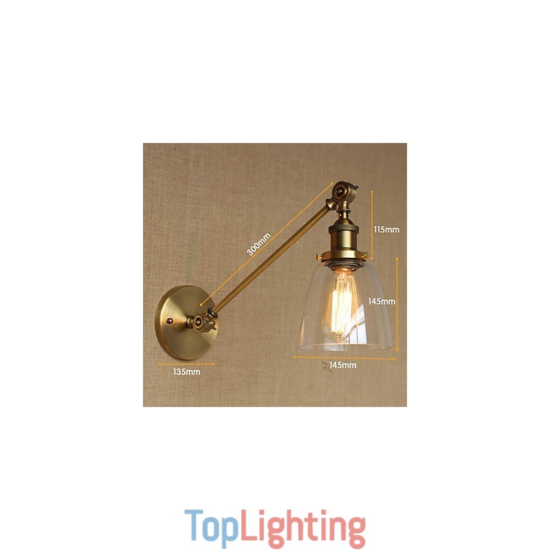 The Iron Glass Bronze Brass Arm Style Retro Creative American Country Hall Bedroom Wall Lamp