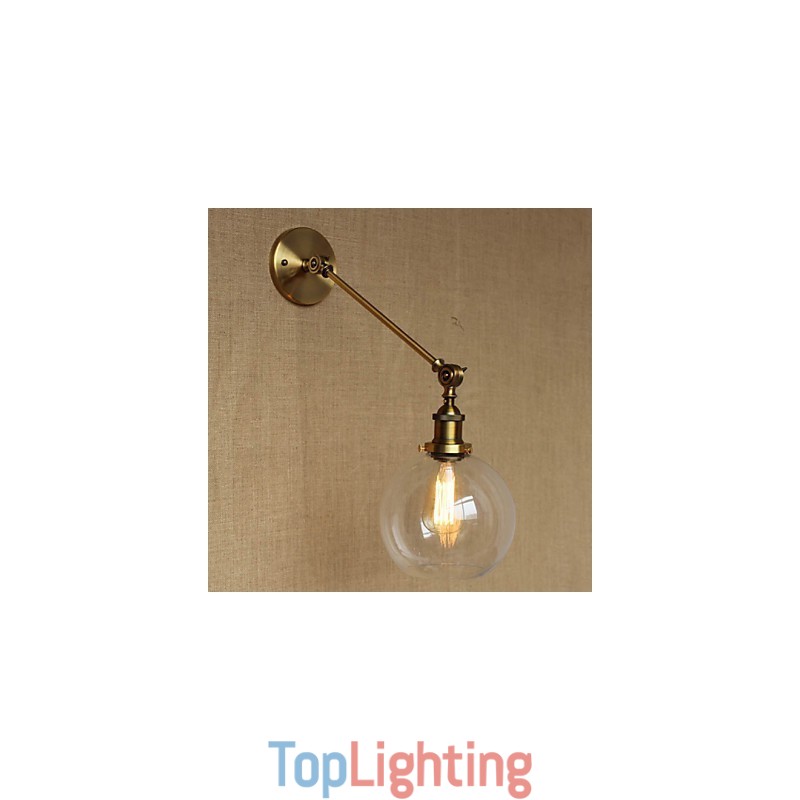 The Iron Glass Bronze Brass Arm Style Retro Creative American Country Hall Bedroom Wall Lamp