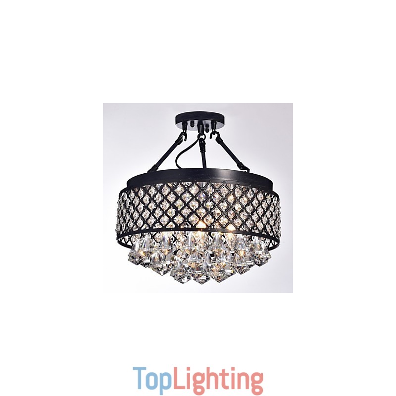 Traditional Classic Crystal Painting Metal Flush Mount