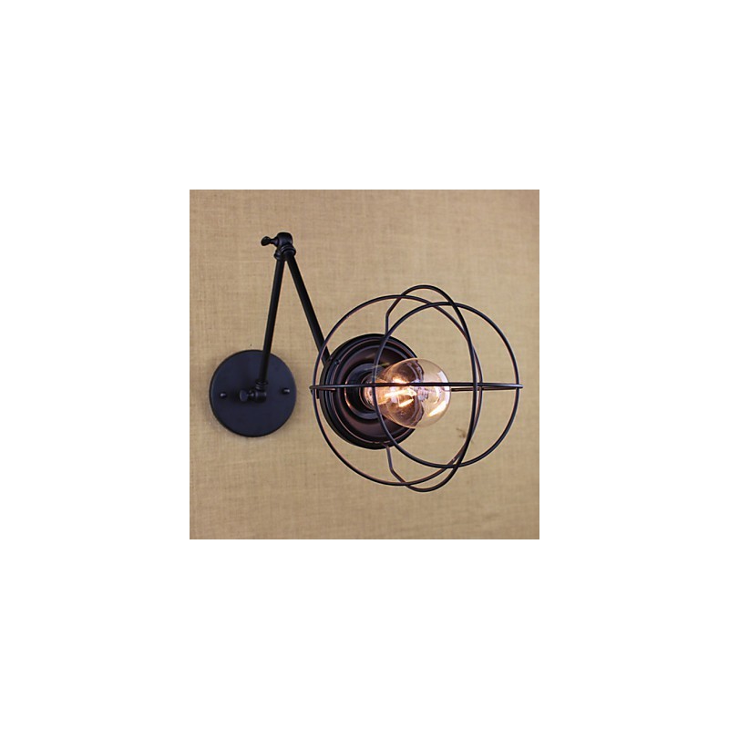 Style Bed Hotel Eestaurant Project Iron Arm Double Retro Vintage Black Belt Wall Lamp Switch