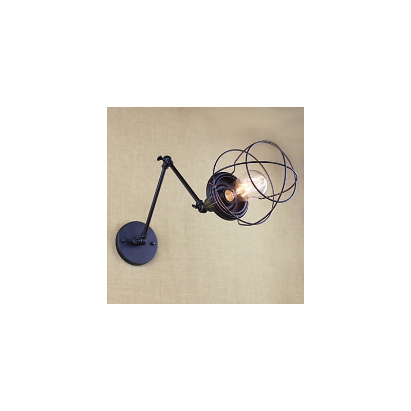 Style Bed Hotel Eestaurant Project Iron Arm Double Retro Vintage Black Belt Wall Lamp Switch