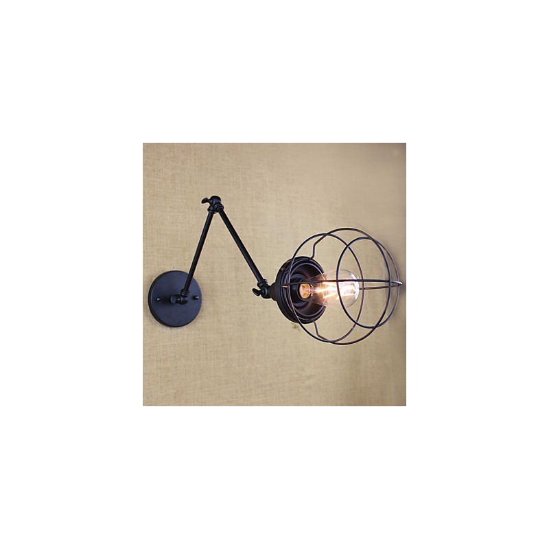 Style Bed Hotel Eestaurant Project Iron Arm Double Retro Vintage Black Belt Wall Lamp Switch