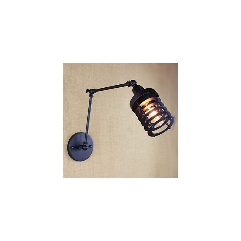 Style Bed Hotel Eestaurant Project Iron Arm Double Retro Vintage Black Belt Wall Lamp Switch