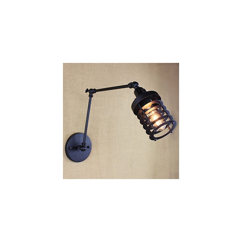 Style Bed Hotel Eestaurant Project Iron Arm Double Retro Vintage Black Belt Wall Lamp Switch