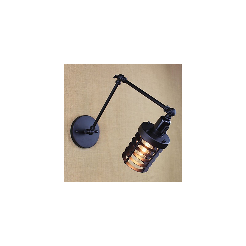 Style Bed Hotel Eestaurant Project Iron Arm Double Retro Vintage Black Belt Wall Lamp Switch