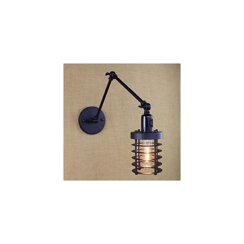 Style Bed Hotel Eestaurant Project Iron Arm Double Retro Vintage Black Belt Wall Lamp Switch