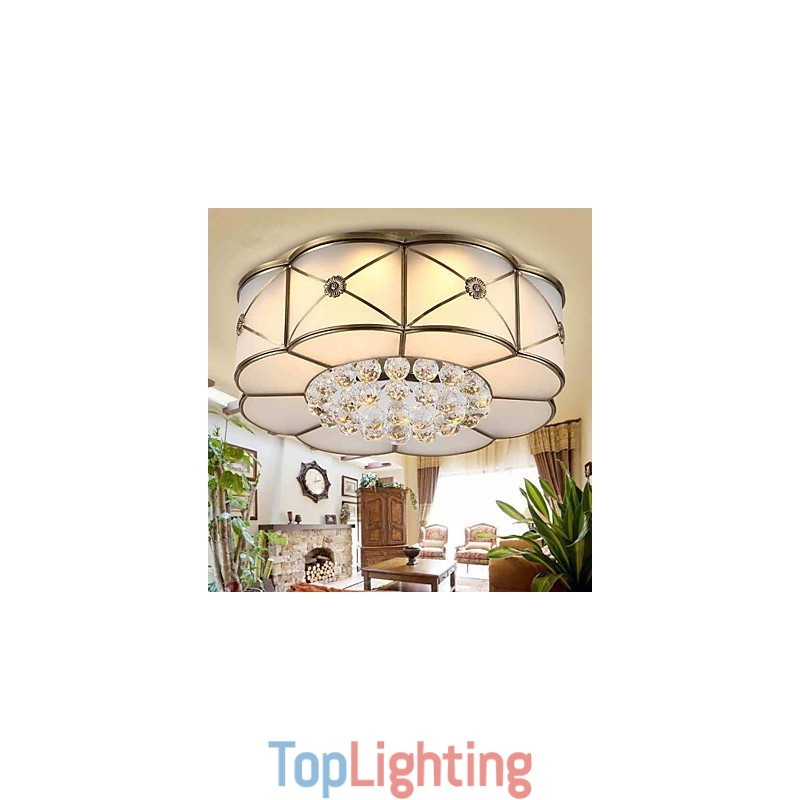 Traditional Classic Rustic Lodge Brass Metal Flush Mount