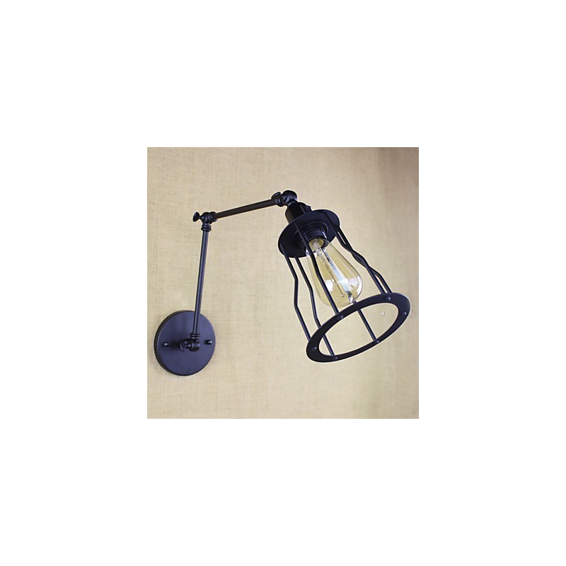 Style Bed Hotel Eestaurant Project Iron Arm Double Retro Vintage Black Belt Wall Lamp Switch