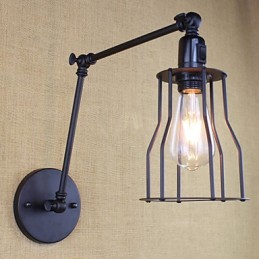 Style Bed Hotel Eestaurant Project Iron Arm Double Retro Vintage Black Belt Wall Lamp Switch