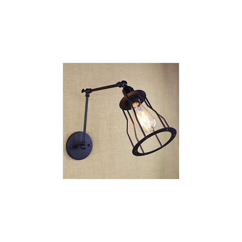 Style Bed Hotel Eestaurant Project Iron Arm Double Retro Vintage Black Belt Wall Lamp Switch