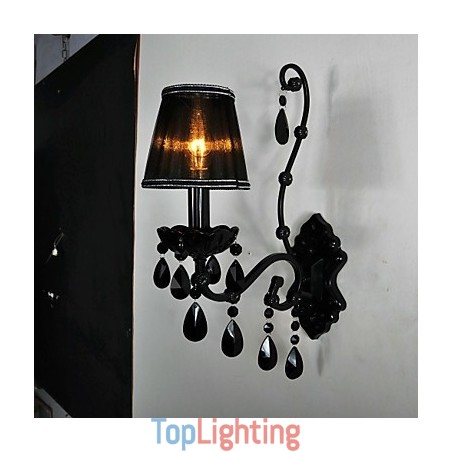 Wall Sconces Crystal Traditional Classic Metal Black Wall Sconces Crystal Traditional Classic Metal Black
