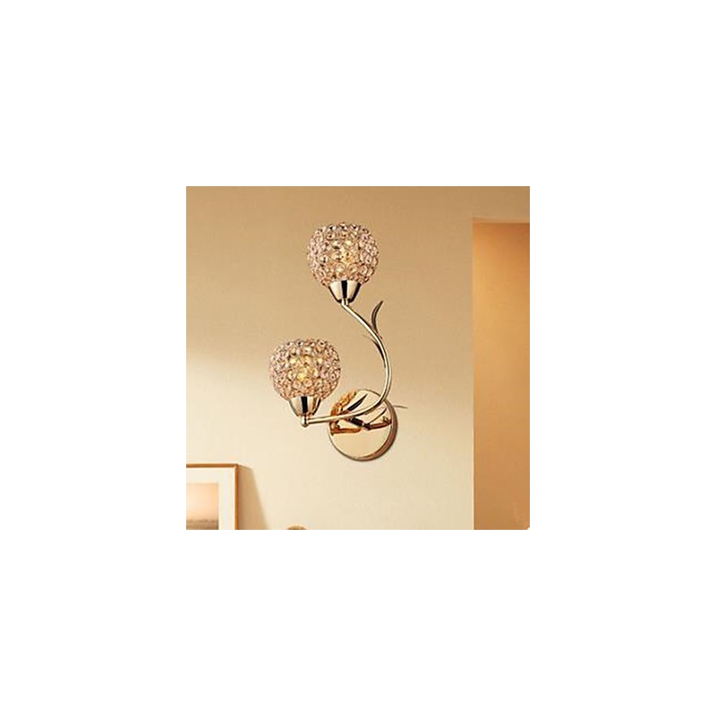 Contracted And Contemporary Golden Double Headed K9 Crystal Wall Lamp