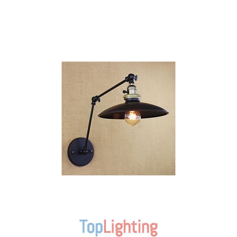 American Minimalist Industrial Iron Long Arm Wall Lamp With Switch