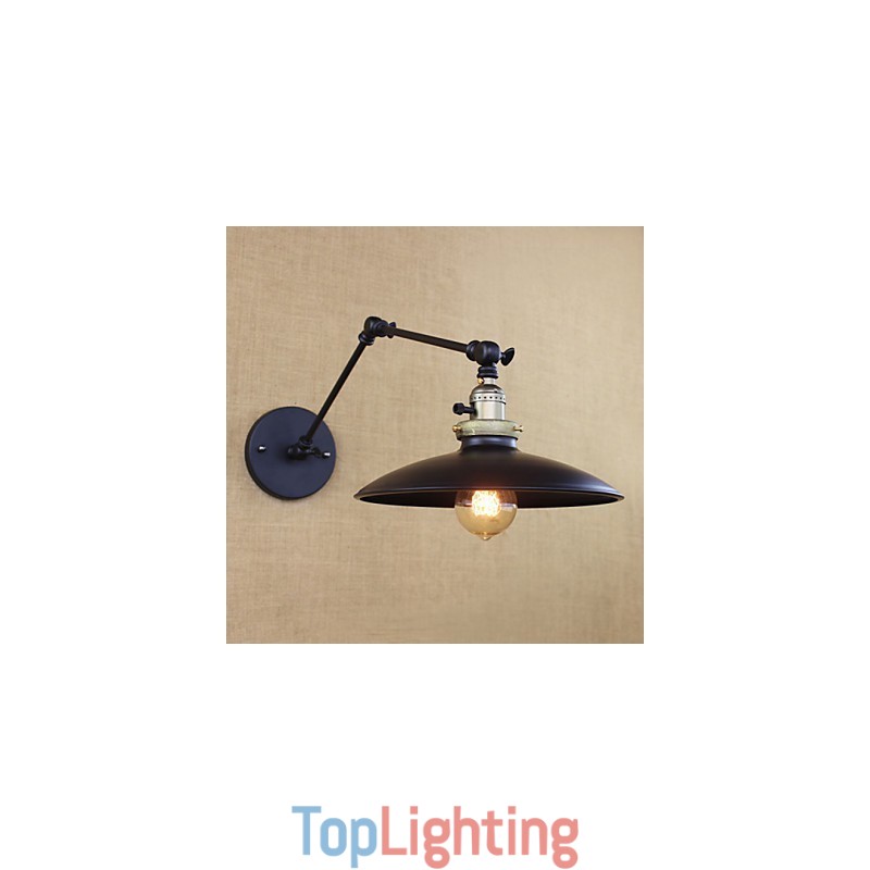 American Minimalist Industrial Iron Long Arm Wall Lamp With Switch