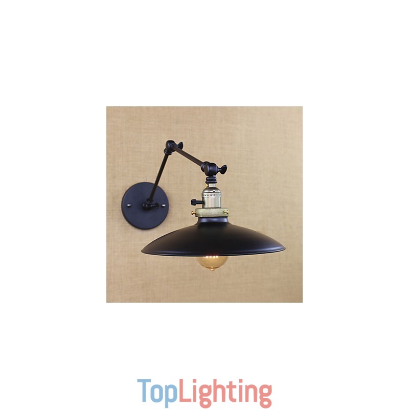 American Minimalist Industrial Iron Long Arm Wall Lamp With Switch