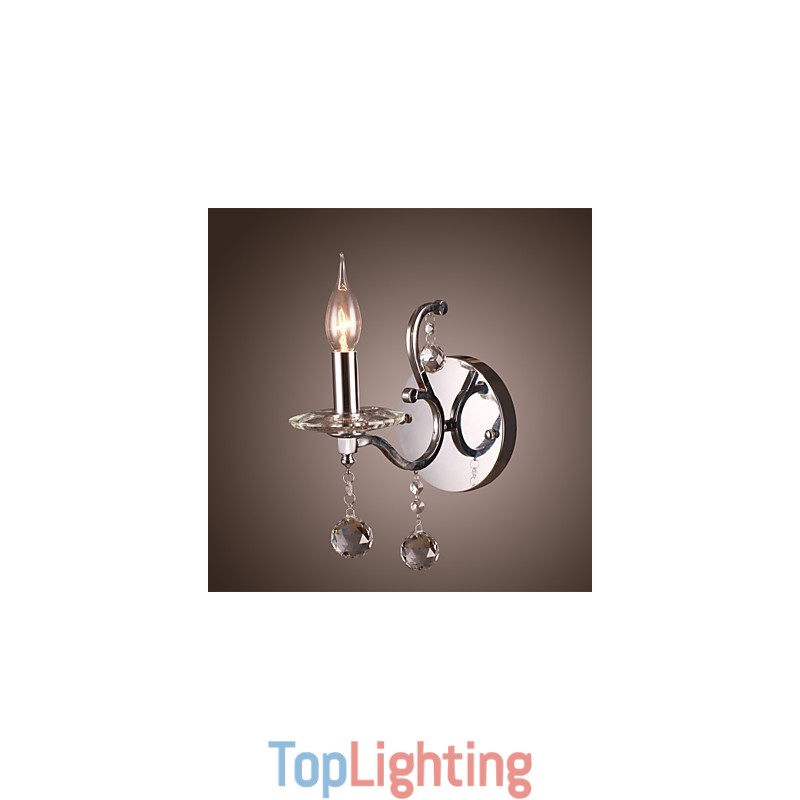 Silvery Crystal Wall Light with 1 Lights