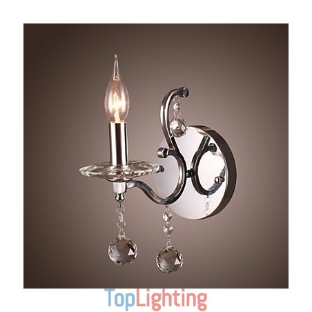 Silvery Crystal Wall Light with 1 Lights Silvery Crystal Wall Light with 1 Lights