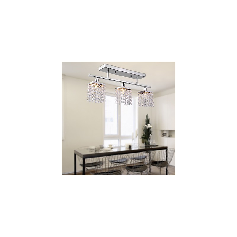 Linear Chandelier Island Light Crysal 3 Lights