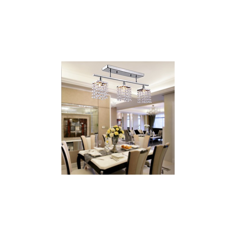 Linear Chandelier Island Light Crysal 3 Lights
