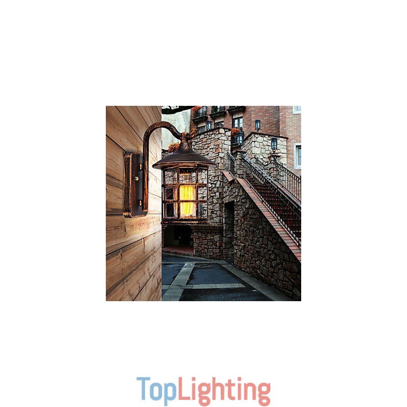 Antique Rustic Iron Waterproof Outdoor Wall Lamp Vintage Lantern Light Rusty Matte black Corridor Hallway Wall Sconce