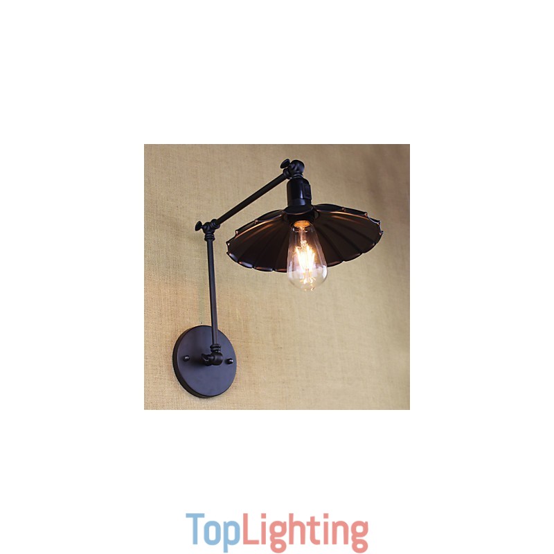 Bedroom Bedside Lamp Hotel Engineering Restaurant Retro Matte Black Belt Long Arm Double Switch Wall