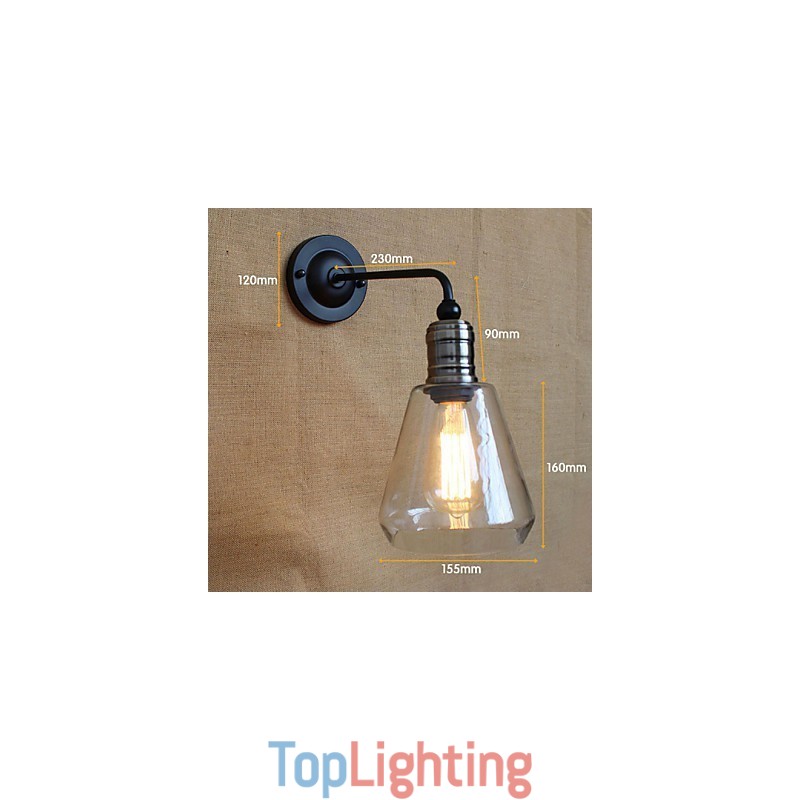 Mediterranean American Country Style Transparent Glass Wall Sconce