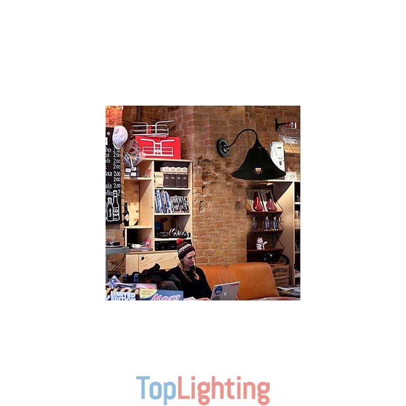 220V 29*29CM 5 10㎡ Designer Duds Loft Style Ancient Black Iron Cap Wall Lamp Light